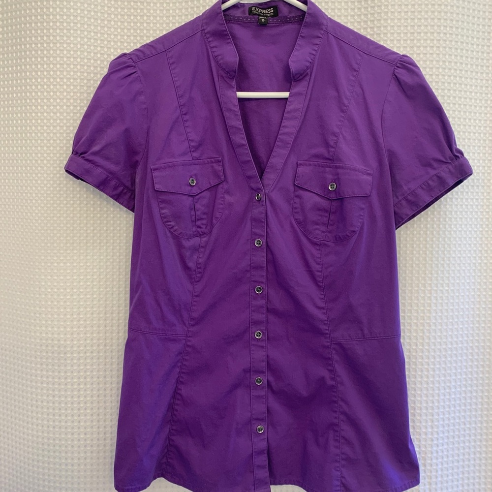 Express Essential Stretch Medium Purple Blouse EUC